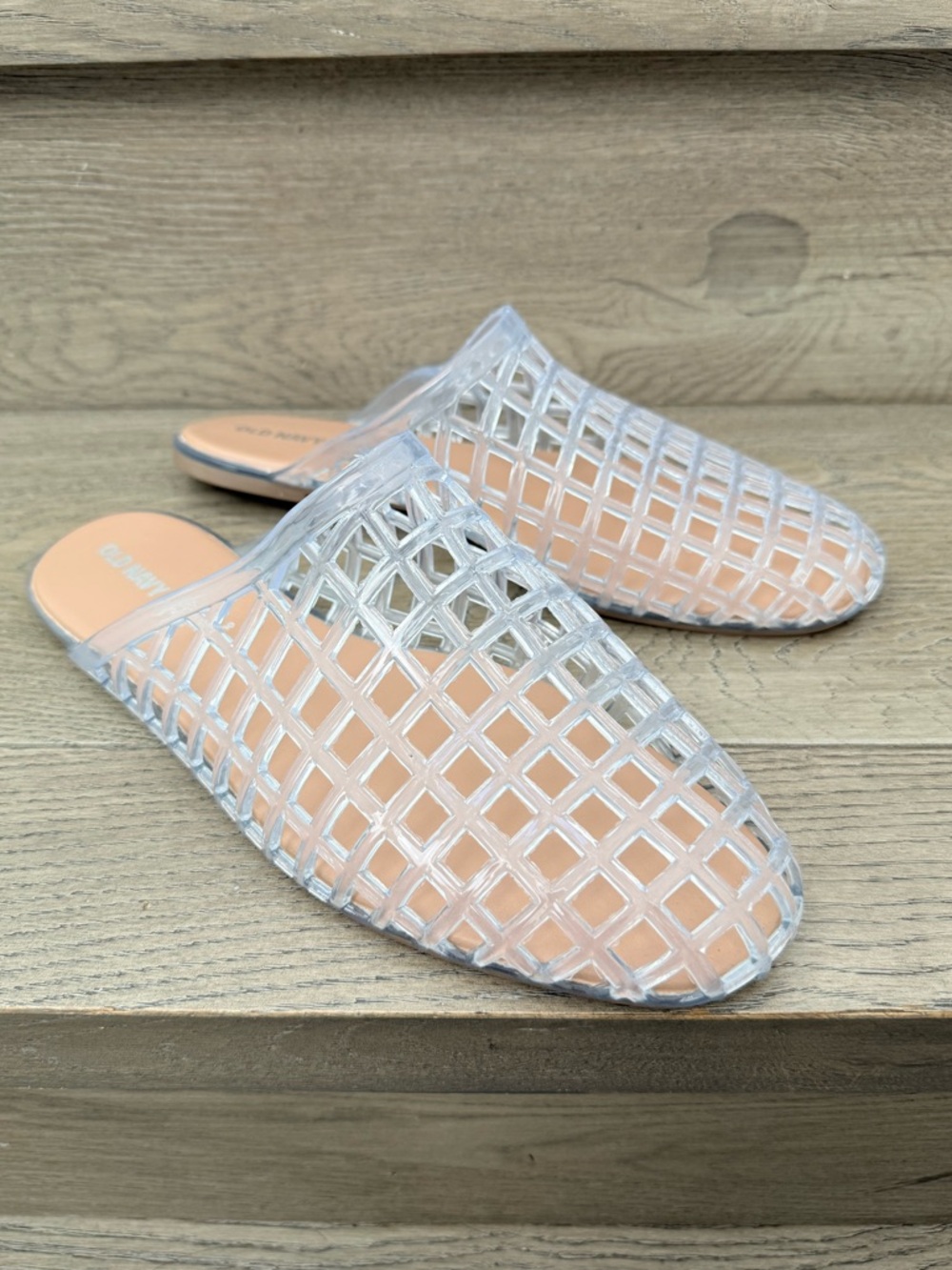 NWOT Old Navy Clear Jelly Mules Flat Sandals 10